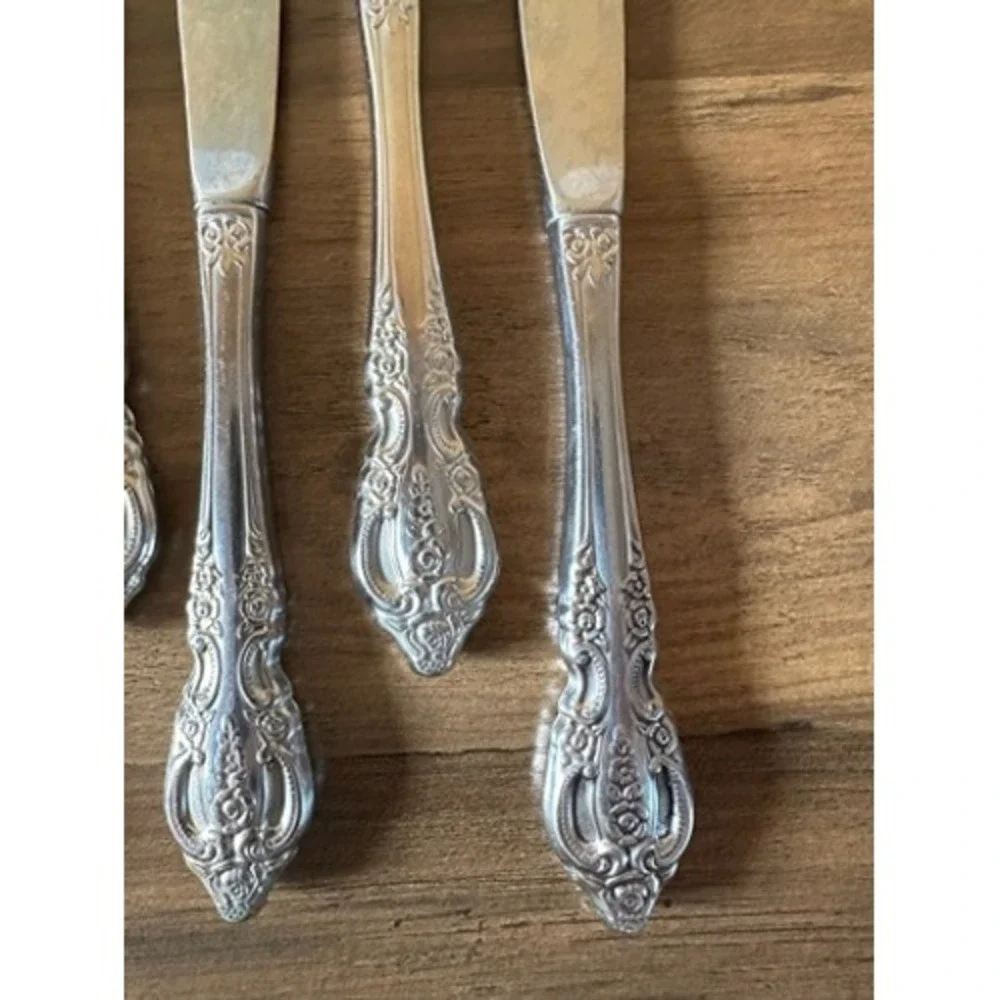 Vintage Oneida Renoir Pembrooke Stainless Flatware‎ Dinner Knives Set of 5